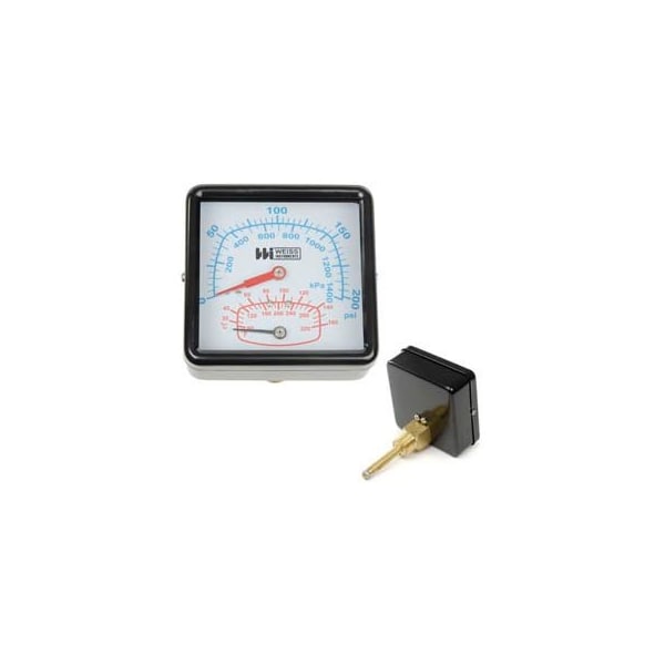 Weiss Instruments 4" Boiler Gauge, 1/2" NPT Rear, 80-320F, 0-200PSI HTP40RSX - main